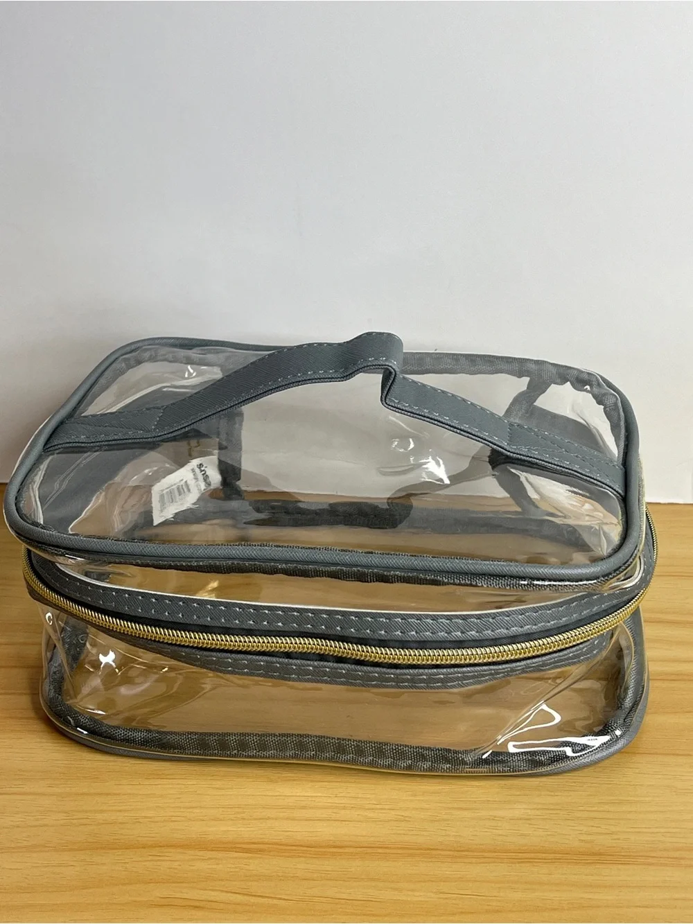 Clear Gray Travel Organizer Bag with Pink Floral Pouches